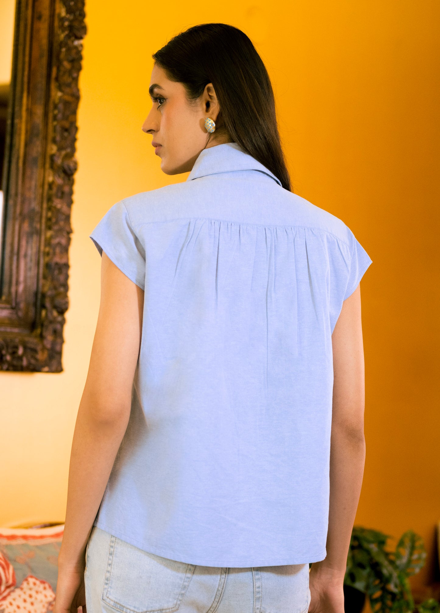 Katy Solid button up Top